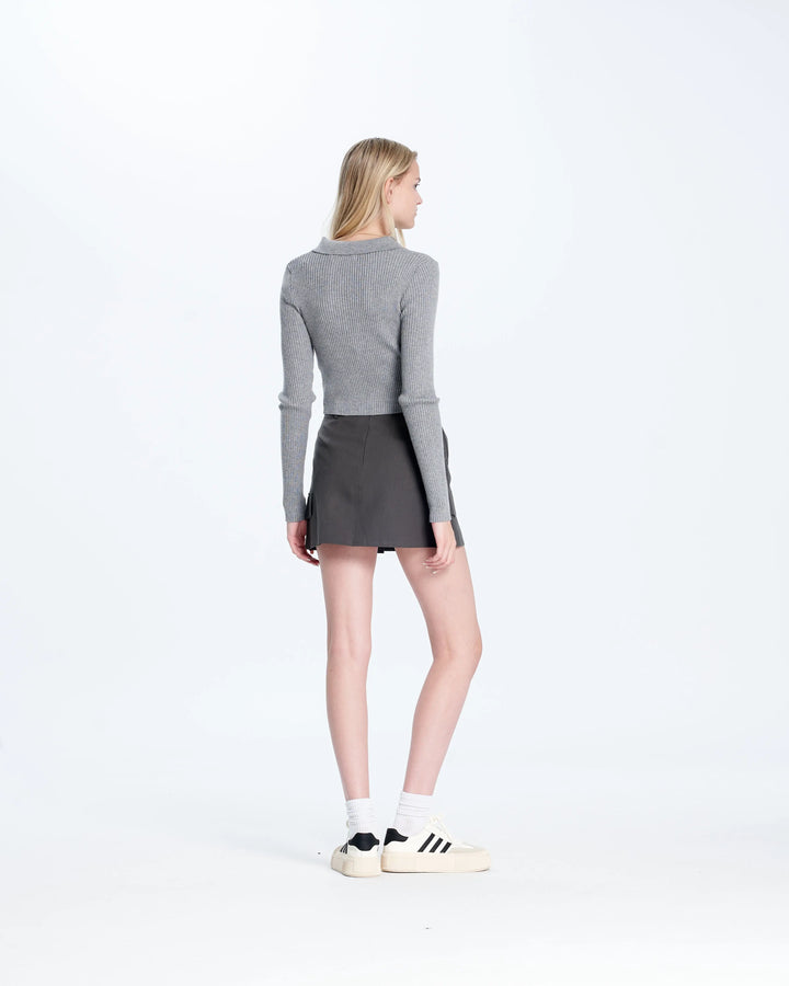 An image of a   9976 Zip-Up Knit Top by  Mirra Masa
