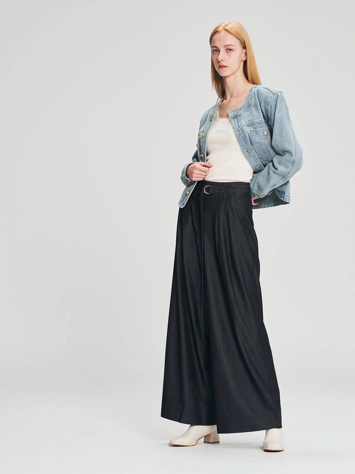 An image of a  Black-Small A17167 Wide Leg Dress Pants by  Mirra Masa