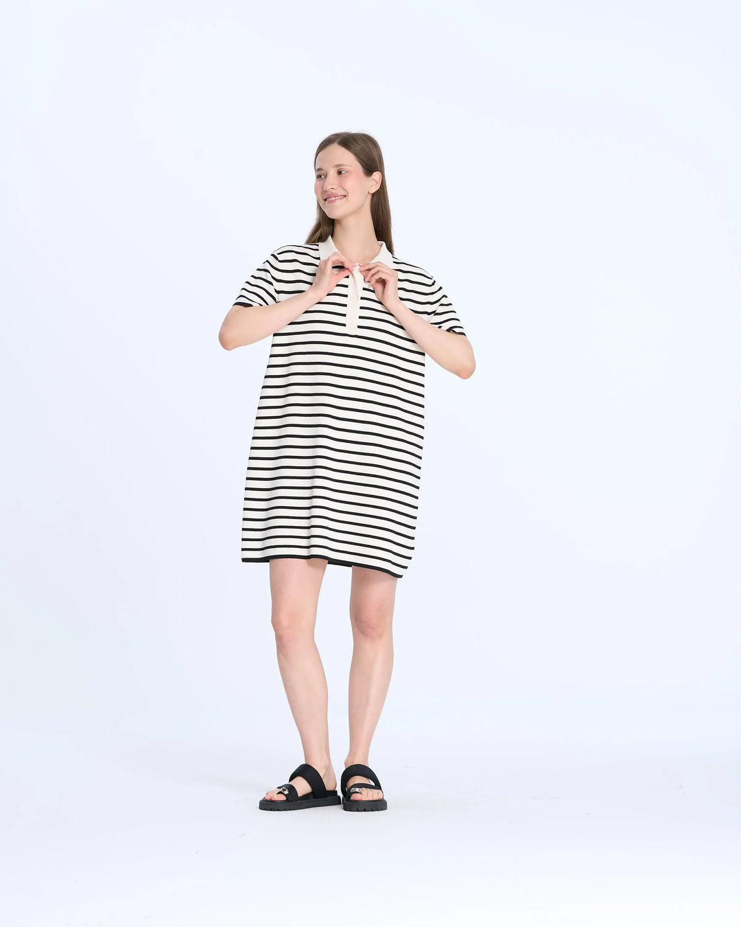 An image of a   BC1031 Polo Striped Knitted Dress by  Mirra Masa