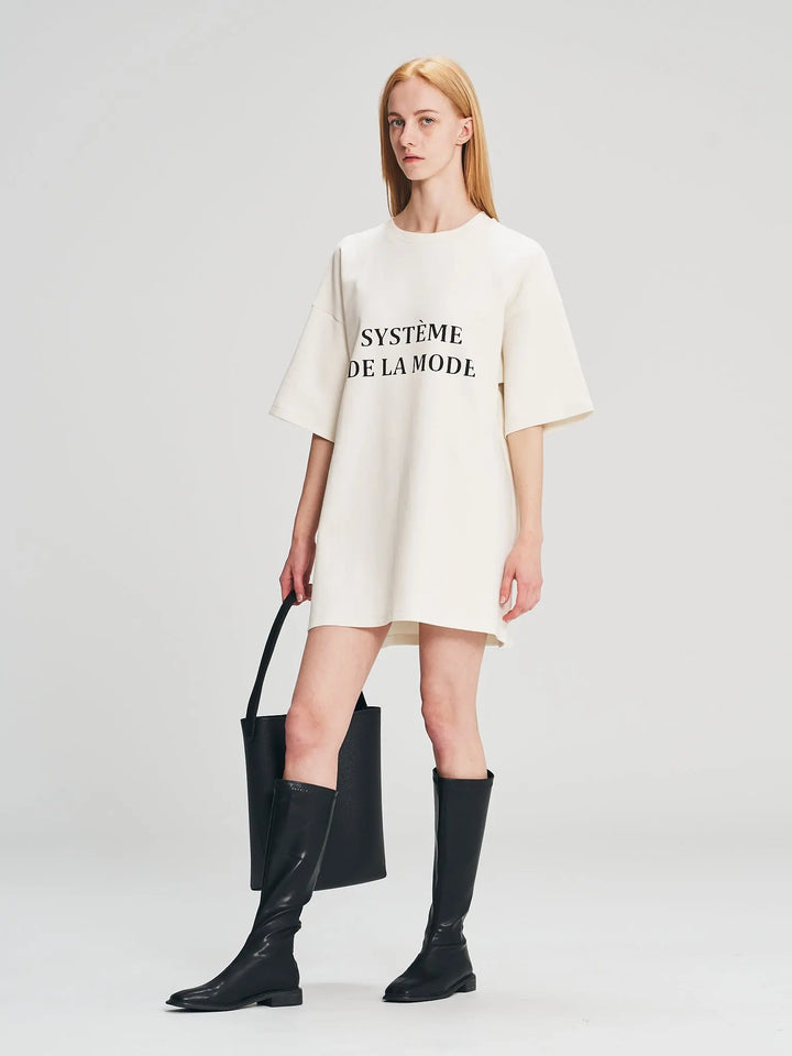 An image of a  White-One-Size D5392 Oversized Long T-Shirt by  Mirra Masa