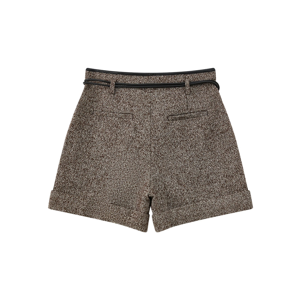 An image of a   DK013S Shorts with Vegan Leather Belt by  Mirra Masa