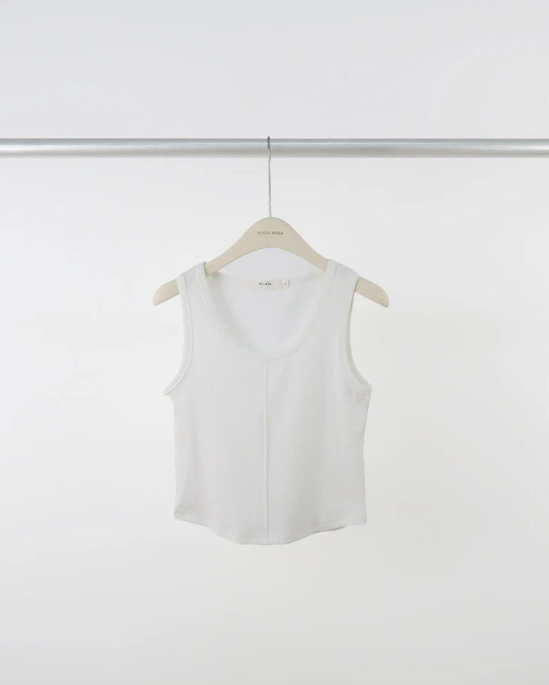 An image of a  White-One-Size F1109 Scoop Neck Top by  Mirra Masa