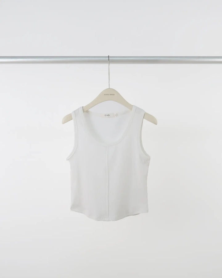 An image of a  White-One-Size F1109 Scoop Neck Top by  Mirra Masa