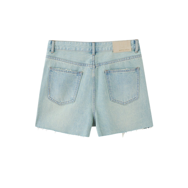 An image of a   HZ8863 Distressed Denim Shorts by  Mirra Masa