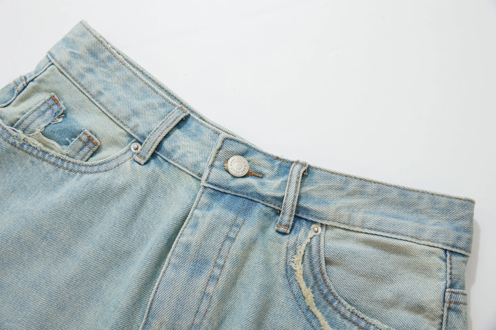 An image of a   HZ8863 Distressed Denim Shorts by  Mirra Masa