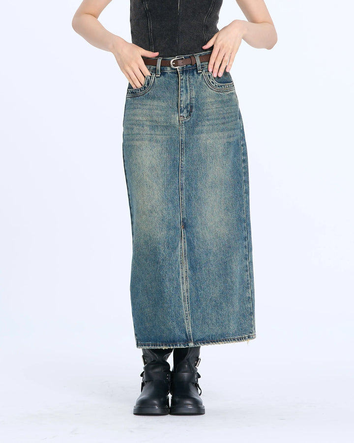 An image of a   KZ9803 Denim Skirts by  Mirra Masa