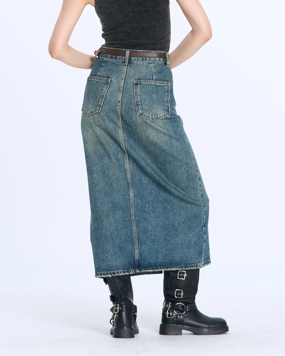 An image of a   KZ9803 Denim Skirts by  Mirra Masa