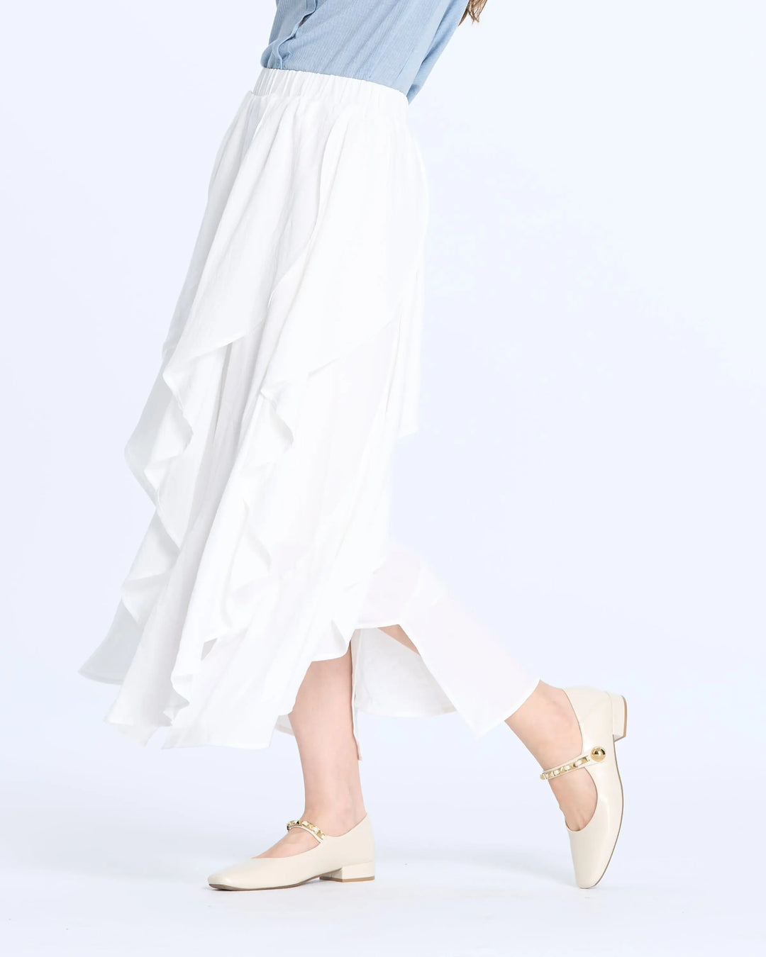 An image of a  White-40-US-9 M131 Vegan Leather Flats by  Mirra Masa