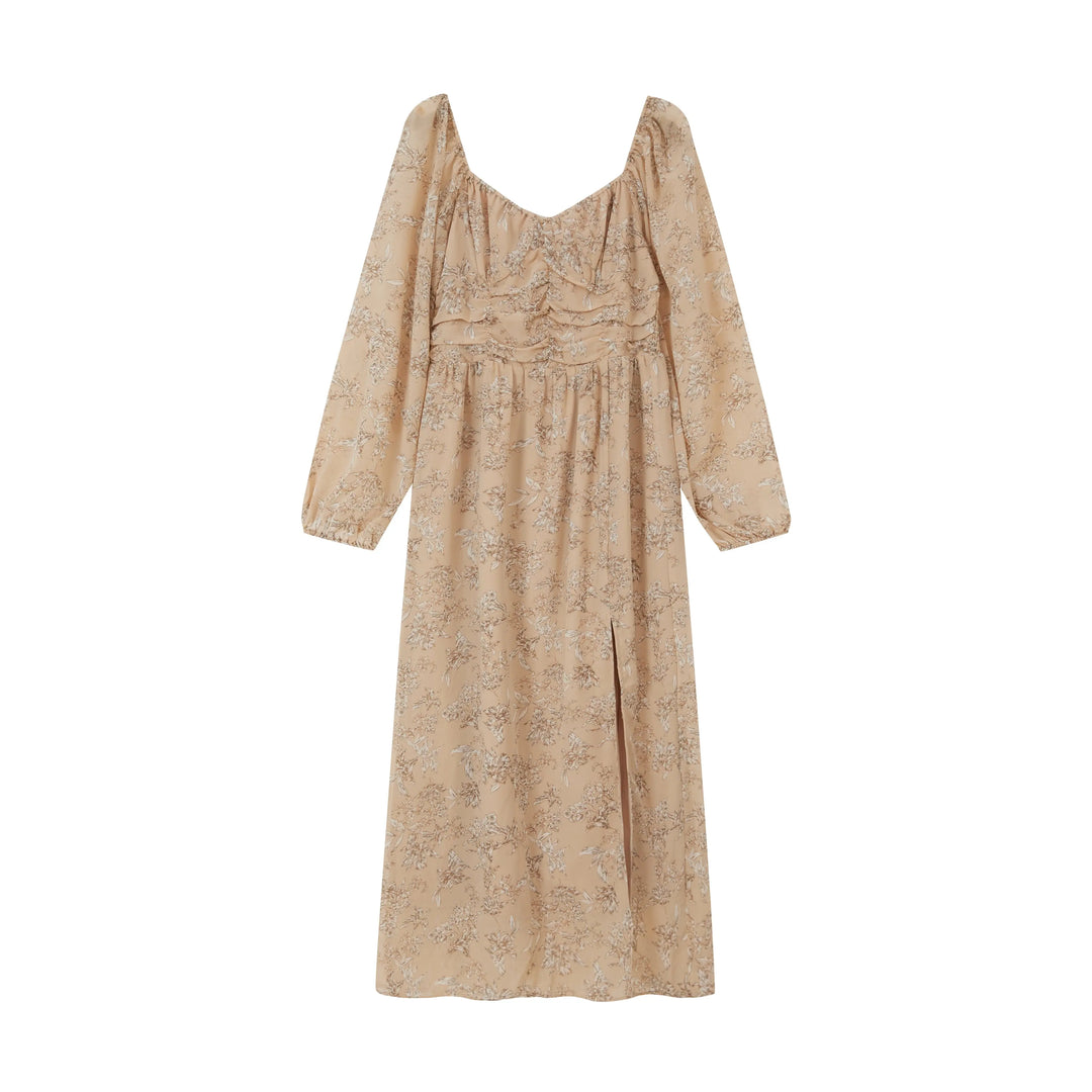 An image of a  Almond-One-Size M16165 Floral Slip Dress by  Mirra Masa