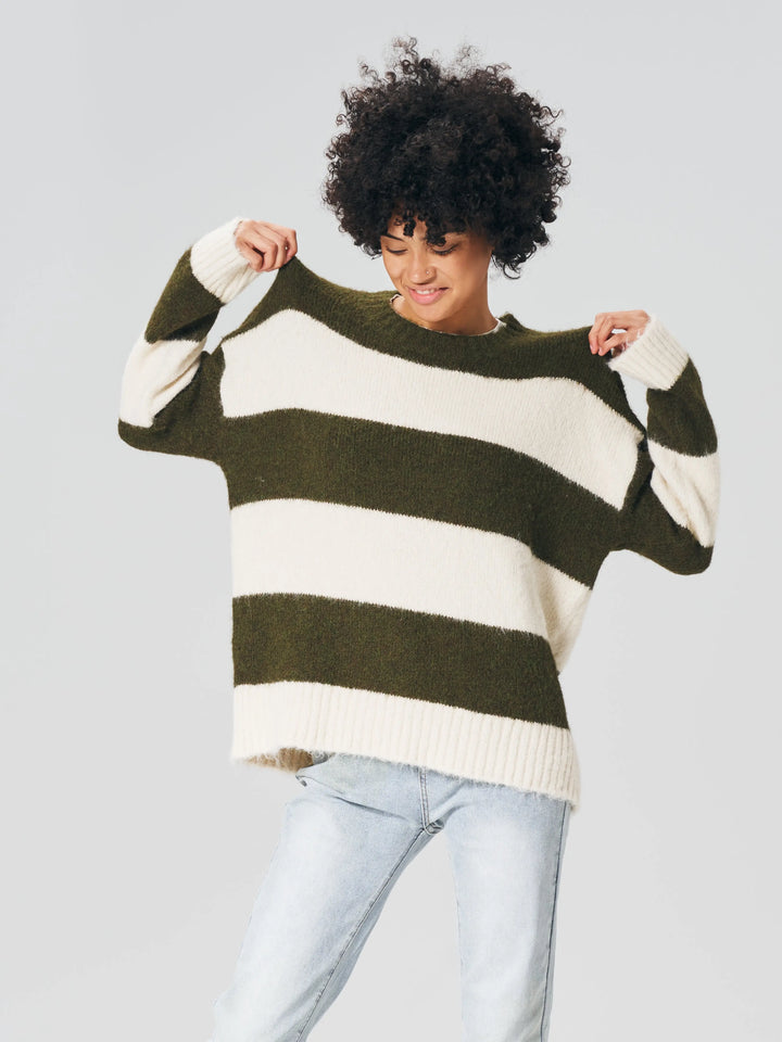 An image of a  Green-One-Size MY3173 Raccoon Yarn Sweater by  Mirra Masa