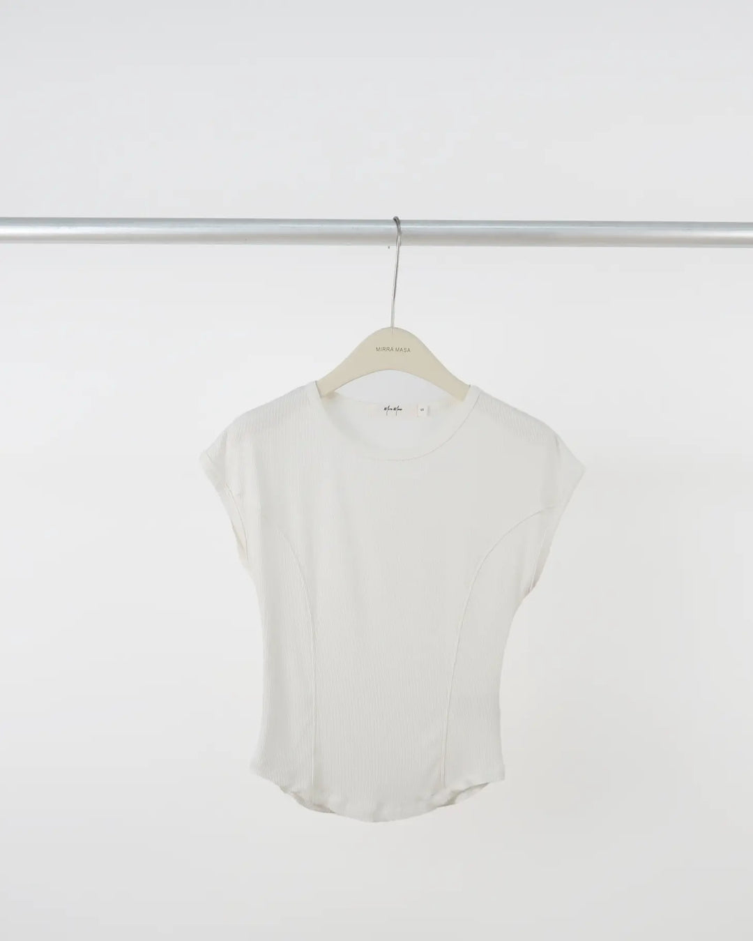 An image of a  White-Medium S0289 Short-Sleeve Top by  Mirra Masa