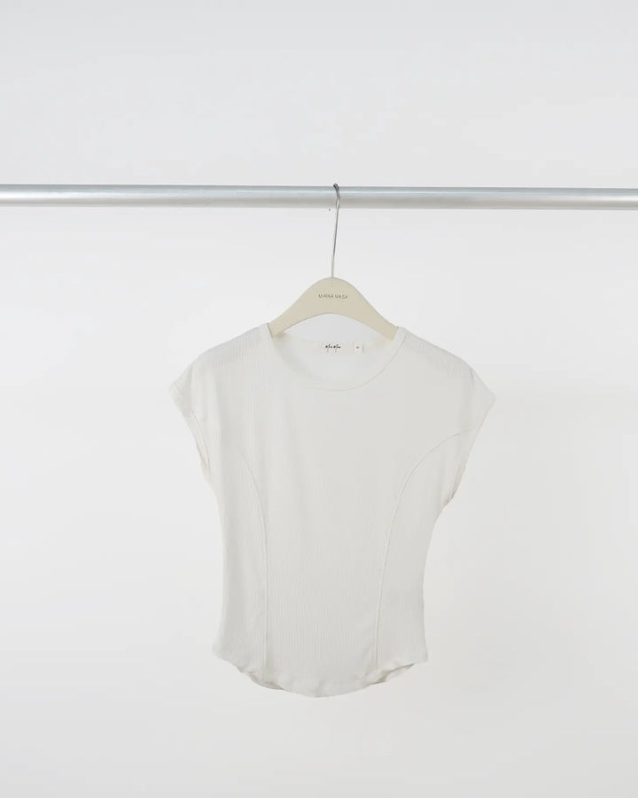 An image of a  White-Medium S0289 Short-Sleeve Top by  Mirra Masa