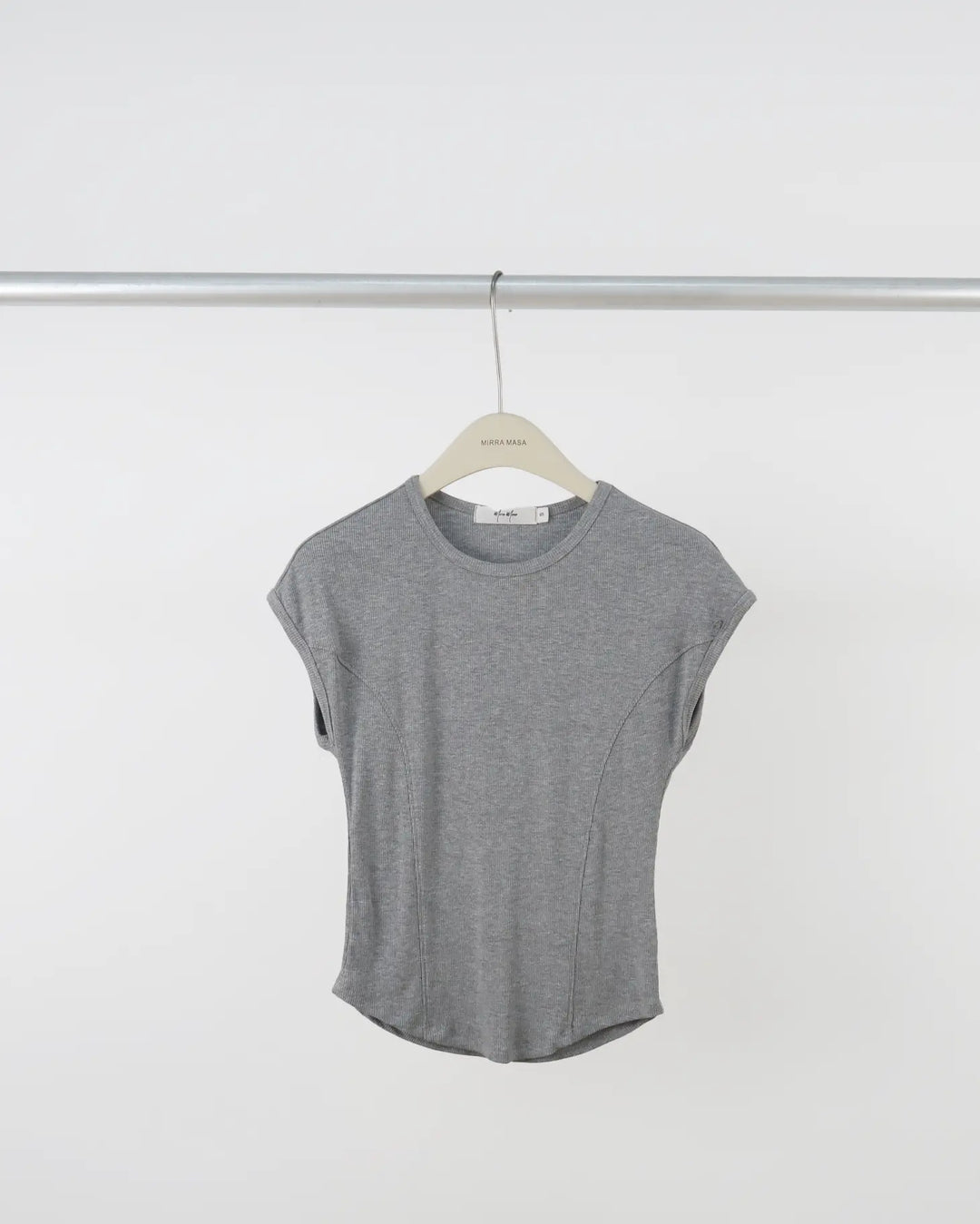 An image of a  Grey-Medium S0289 Short-Sleeve Top by  Mirra Masa