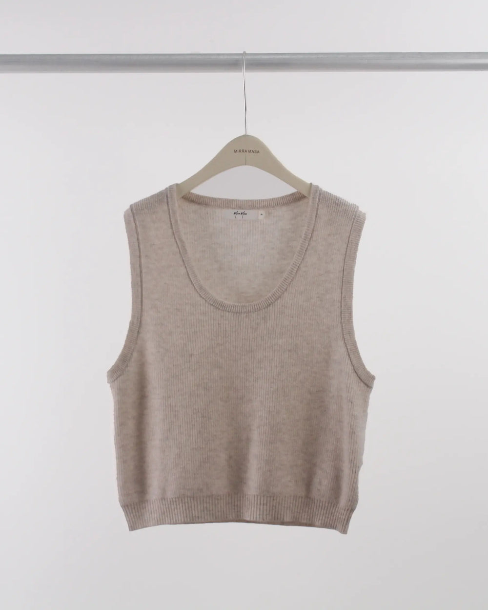 An image of a  Beige-One-Size S1094 Sweater Vest by  Mirra Masa