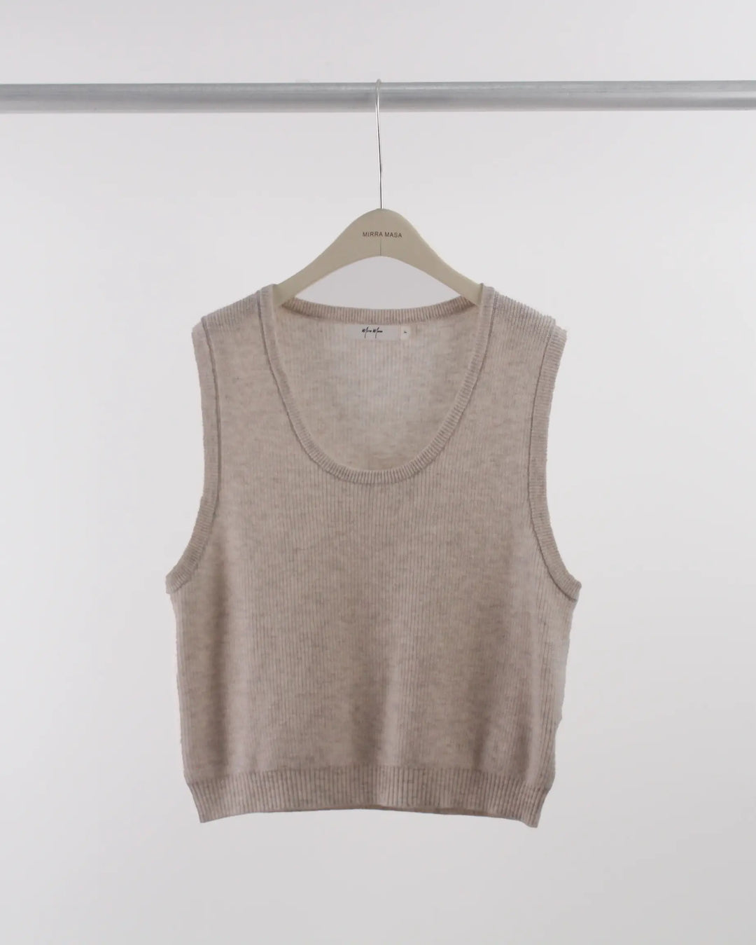 An image of a  Beige-One-Size S1094 Sweater Vest by  Mirra Masa