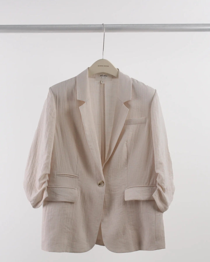 An image of a  Beige-Medium Y8077 Blazer Jacket by  Mirra Masa