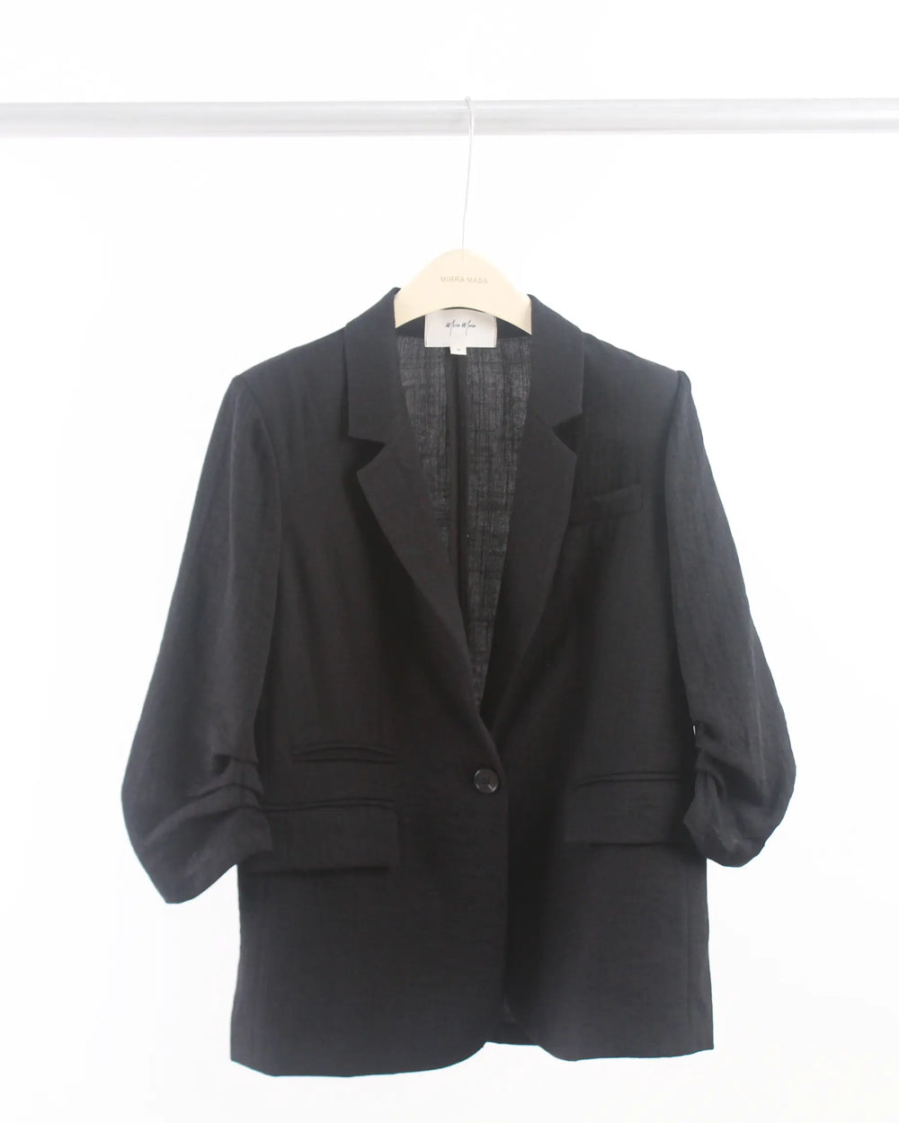 An image of a  Black-Medium Y8077 Blazer Jacket by  Mirra Masa