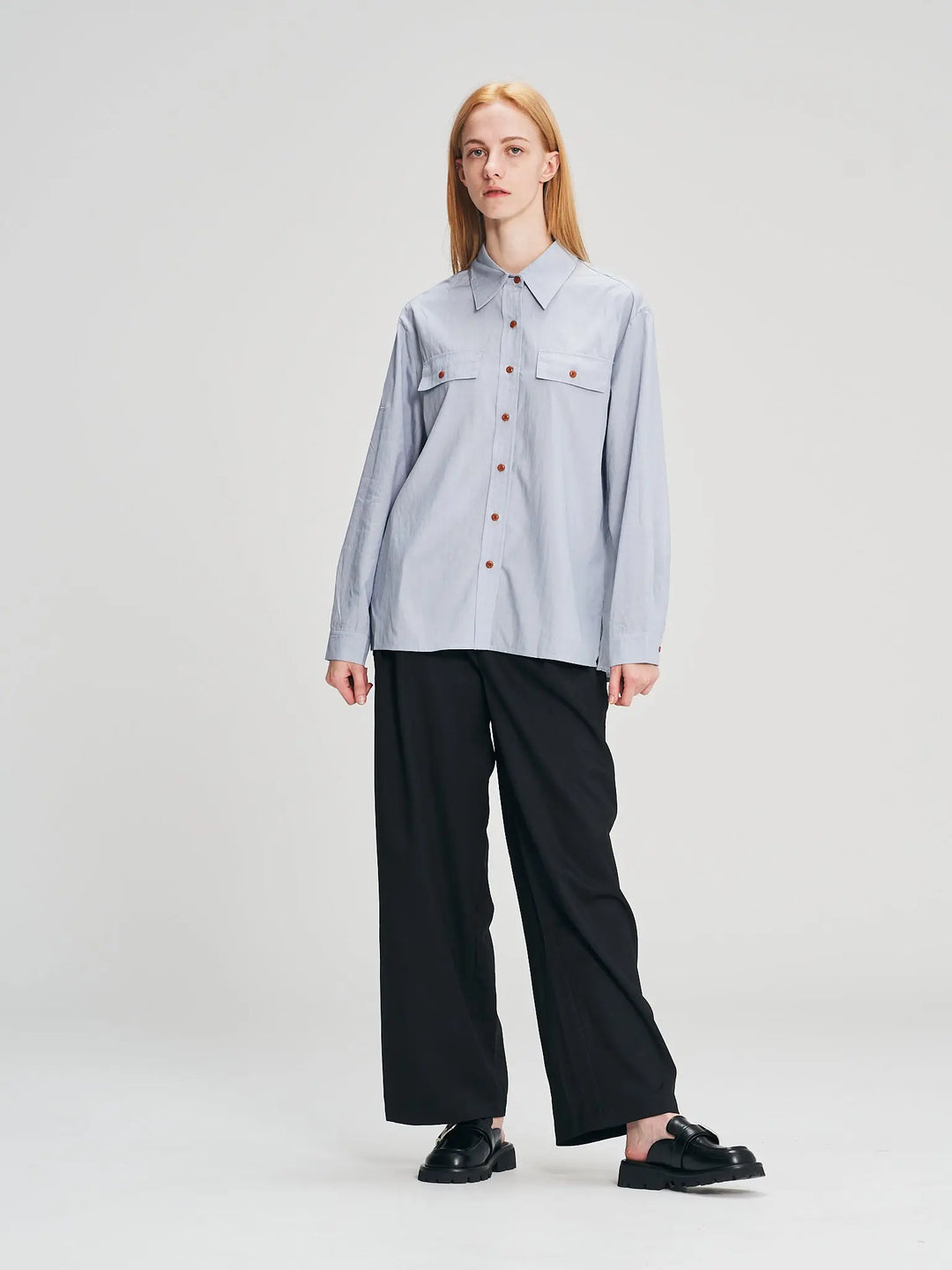 An image of a  Blue-One-Size YT3066 Front Flap Shirt by  Mirra Masa