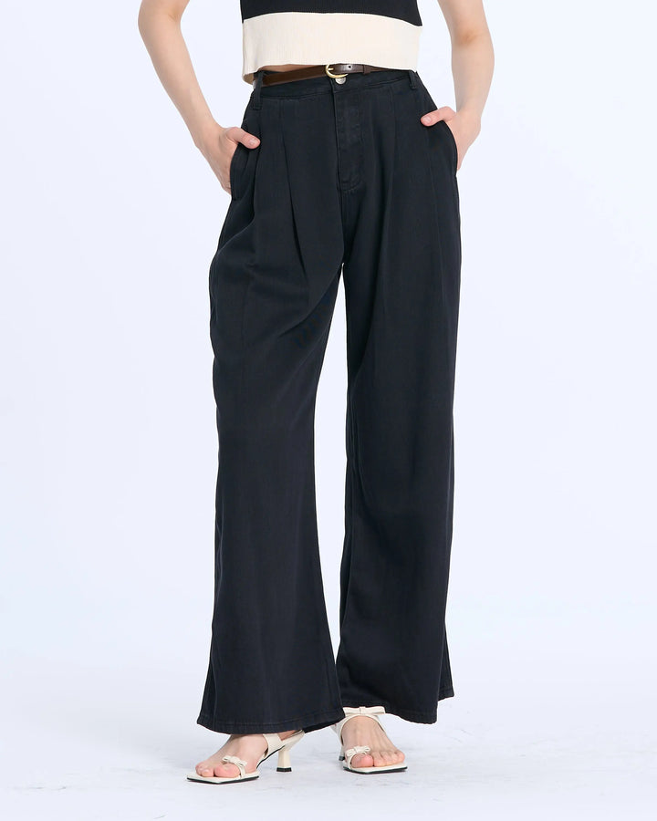 An image of a   YZ6236 Wide Leg Soft Denim Pants by  Mirra Masa